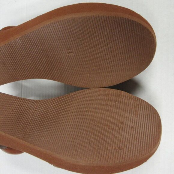 KENNETH COLE REACTION Fine Glass Wedge Sandal 9 WIDE Luggage Brown Platform Shoe - Picture 12 of 15